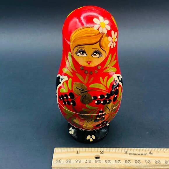 Vintage Russian Nesting Doll 4 in 1 Handmade USSR Folk Art Blonde Matryoshka - Picture 9 of 11